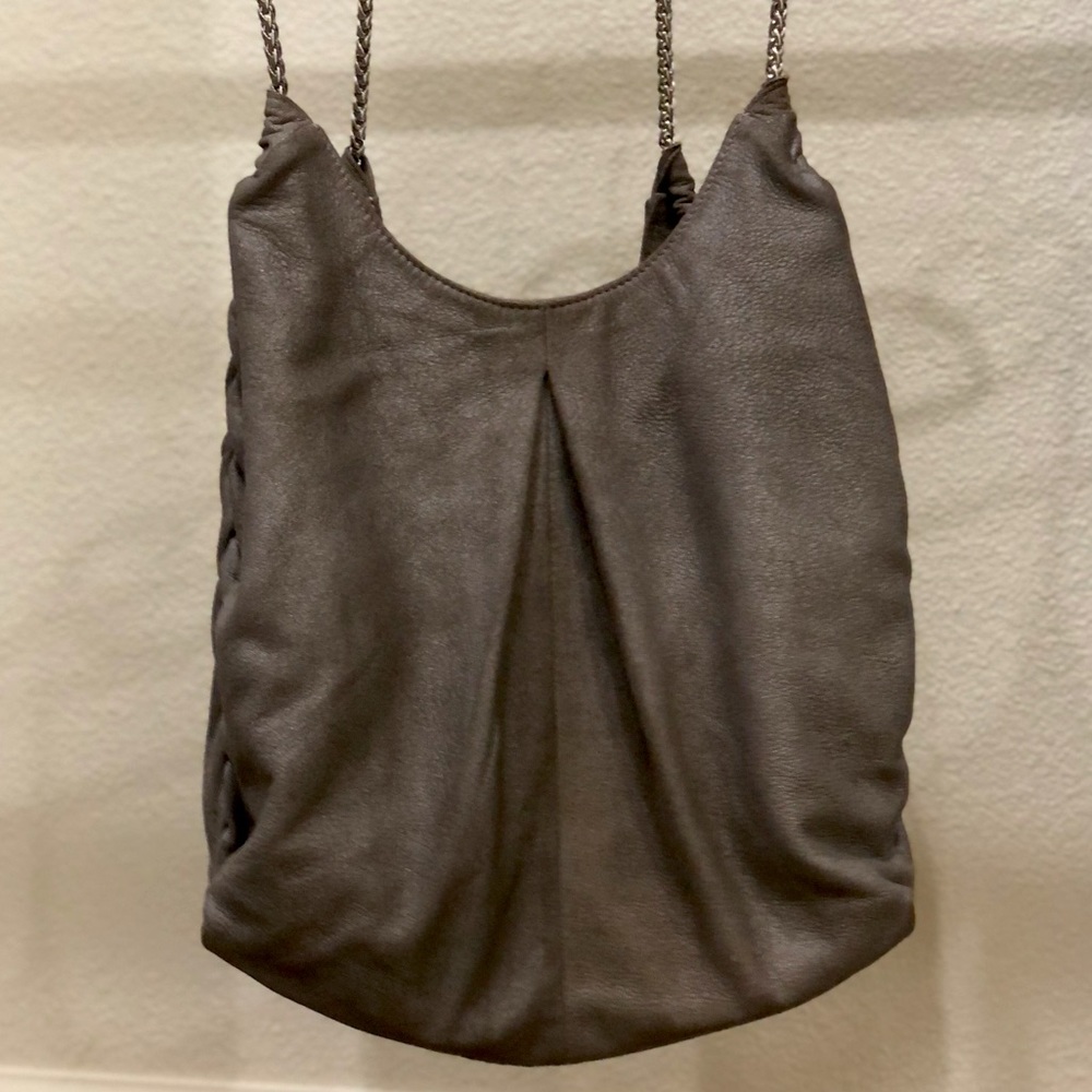 Elie Tahari Suede Gray Metallic Chain Bag